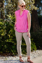 Afbeelding in Gallery-weergave laden, TINA Stephens Italy/Tees By Tina - Sarita Silk Drape Neck Top (BT212): 672 Fuchsia
