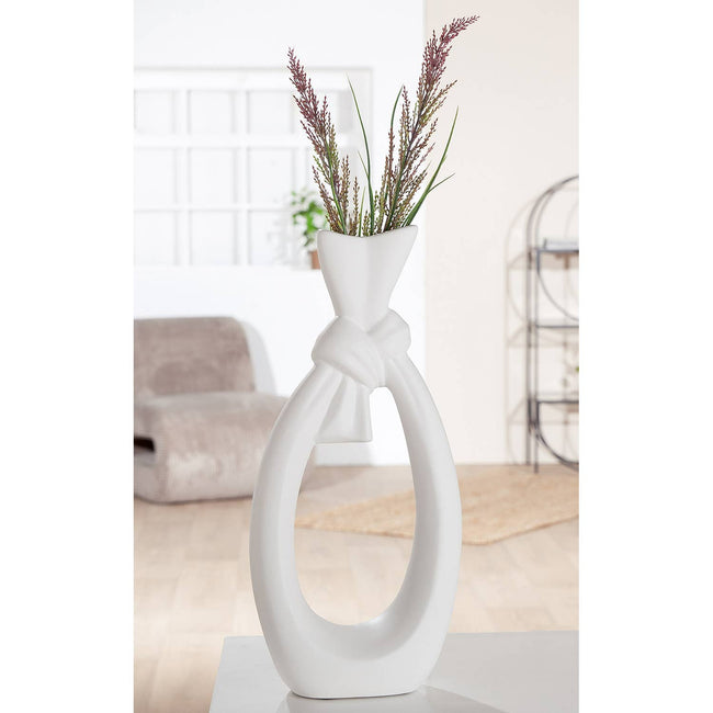 Gilde Handwerk Macrander GmbH & Co. KG - Vase “Loop” set of 2, h.40 cm: Watertight / Black/white / Pottery