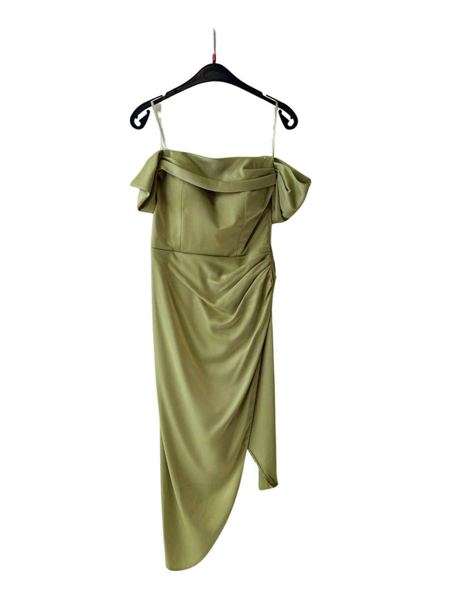 Invitadissimas - Asymmetric midi dress 1793: Olive green / 36