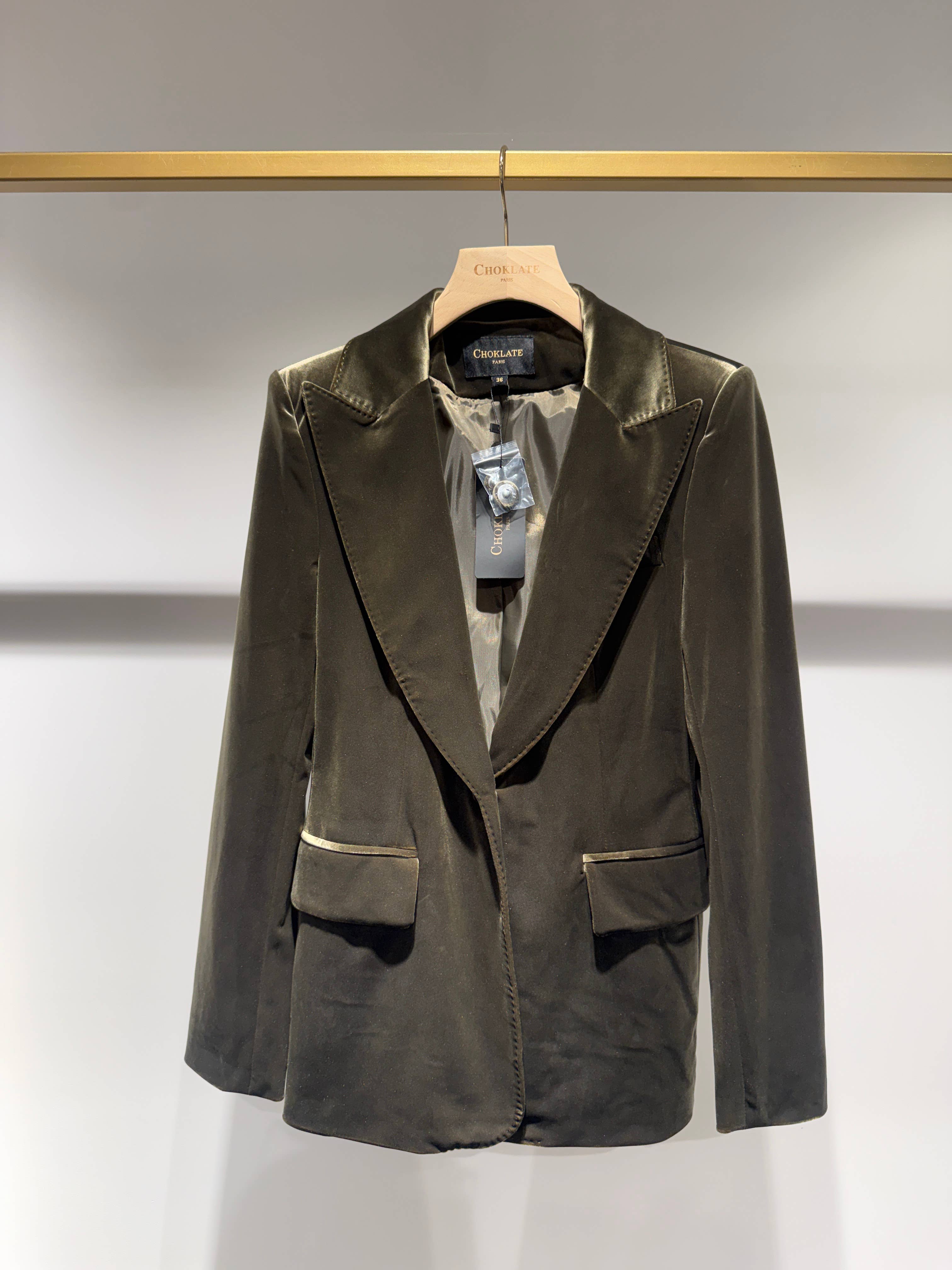 CHOKLATE PARIS - Ganny tailored jacket in velvet, single-button - V26115: Choco / 1S-1M-1L-1XL