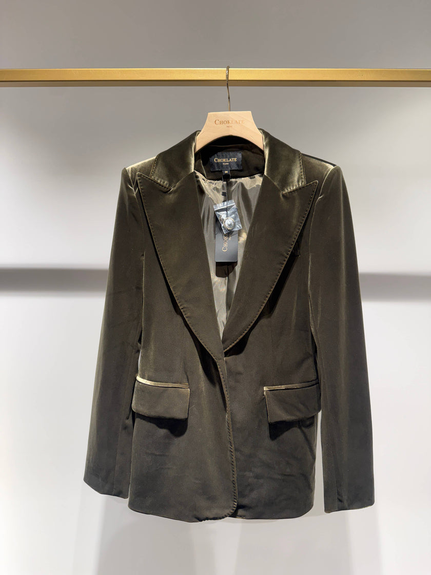 CHOKLATE PARIS - Ganny tailored jacket in velvet, single-button - V26115: Choco / 1S-1M-1L-1XL