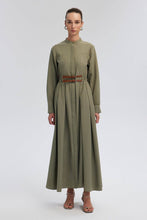 Afbeelding in Gallery-weergave laden, Touché - TIE BELT SHIRT DRESS: Green / 38
