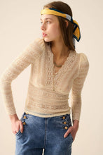 Afbeelding in Gallery-weergave laden, Q2—All Orders:Free Duties for the US,UK,and Canada - Romantic V-neck Lace Top With Long Sleeves in beige: BEIGE / M
