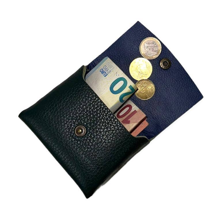 Compact Italian Leather Purse with Button for Women. B2B: Multicolour