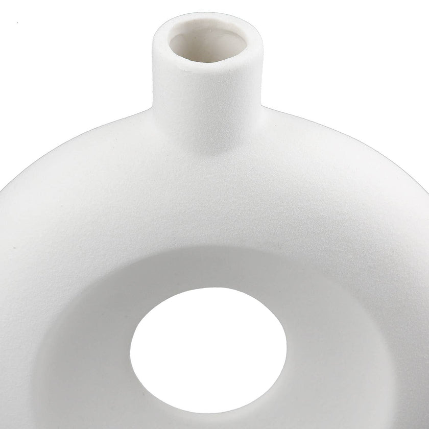 Gilde Handwerk Macrander GmbH & Co. KG - Organico round perforated vase, h.16.5 cm: Watertight / White / Pottery