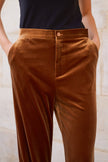 Attentif Paris - Straight cut velvet pants: Dark brown / Sx1 Mx1 Lx1 XLx1