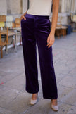 Attentif Paris - Straight cut velvet pants: Dark brown / Sx1 Mx1 Lx1 XLx1