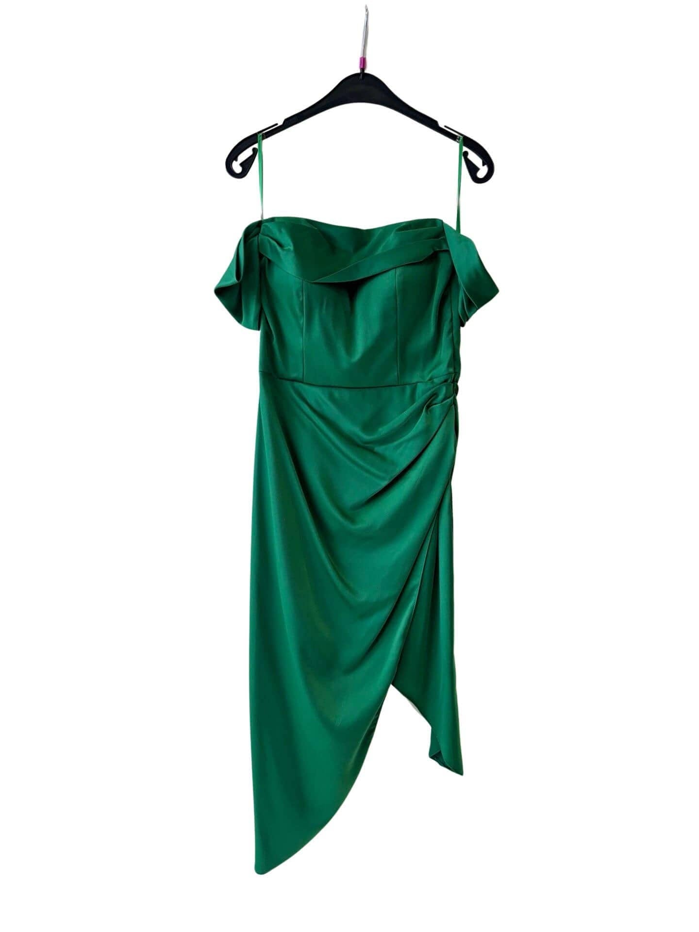 Invitadissimas - Asymmetric midi dress 1793: Olive green / 36