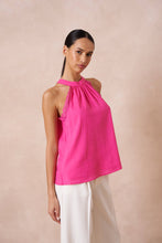 Afbeelding in Gallery-weergave laden, Attentif Paris - Top with bow neckline containing linen: White / Sx1 Mx1 Lx1
