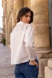 CHOKLATE PARIS - Cotton shirt with lace inserts - CK08340: Prune / 2 S/M - 2 M/L