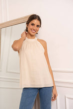Afbeelding in Gallery-weergave laden, Attentif Paris - Top with bow neckline containing linen: White / Sx1 Mx1 Lx1
