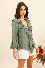 Afbeelding in Gallery-weergave laden, LÉA &amp; LUC - Linen Ruffled Shirt REF. 12186: Blanc
