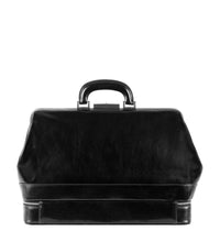 Afbeelding in Gallery-weergave laden, Time Resistance - Large Italian Leather Doctor Bag - The Master and Margarita: Black

