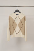 Cécile Wang - Diamond-pattern wool-cashmere sweater HYC6665: Off-white