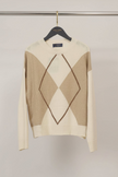 Cécile Wang - Diamond-pattern wool-cashmere sweater HYC6665: Off-white