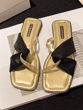 Afbeelding in Gallery-weergave laden, UZ Wholesale Store - Pleated Split-Joint Square-Toe Sandals Slippers: GOLD / 37
