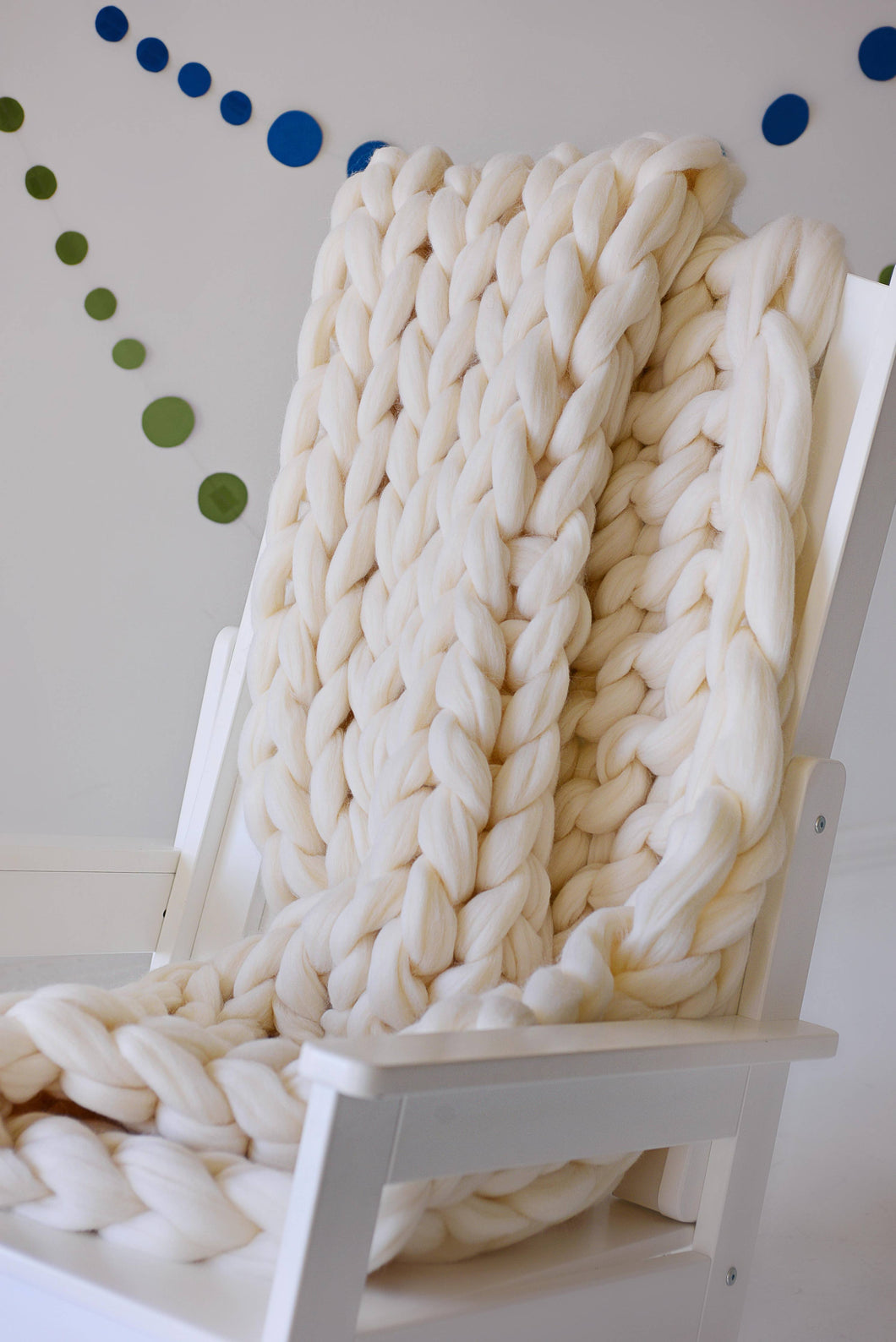 Chunky Wool Studio - Wool Chunky Knit Throws - 30 colors: Vanilla / S 30x50 inches (76x127cm)