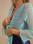 Bijondo - Amelia rayon short mesh cardigan: Greening / One size