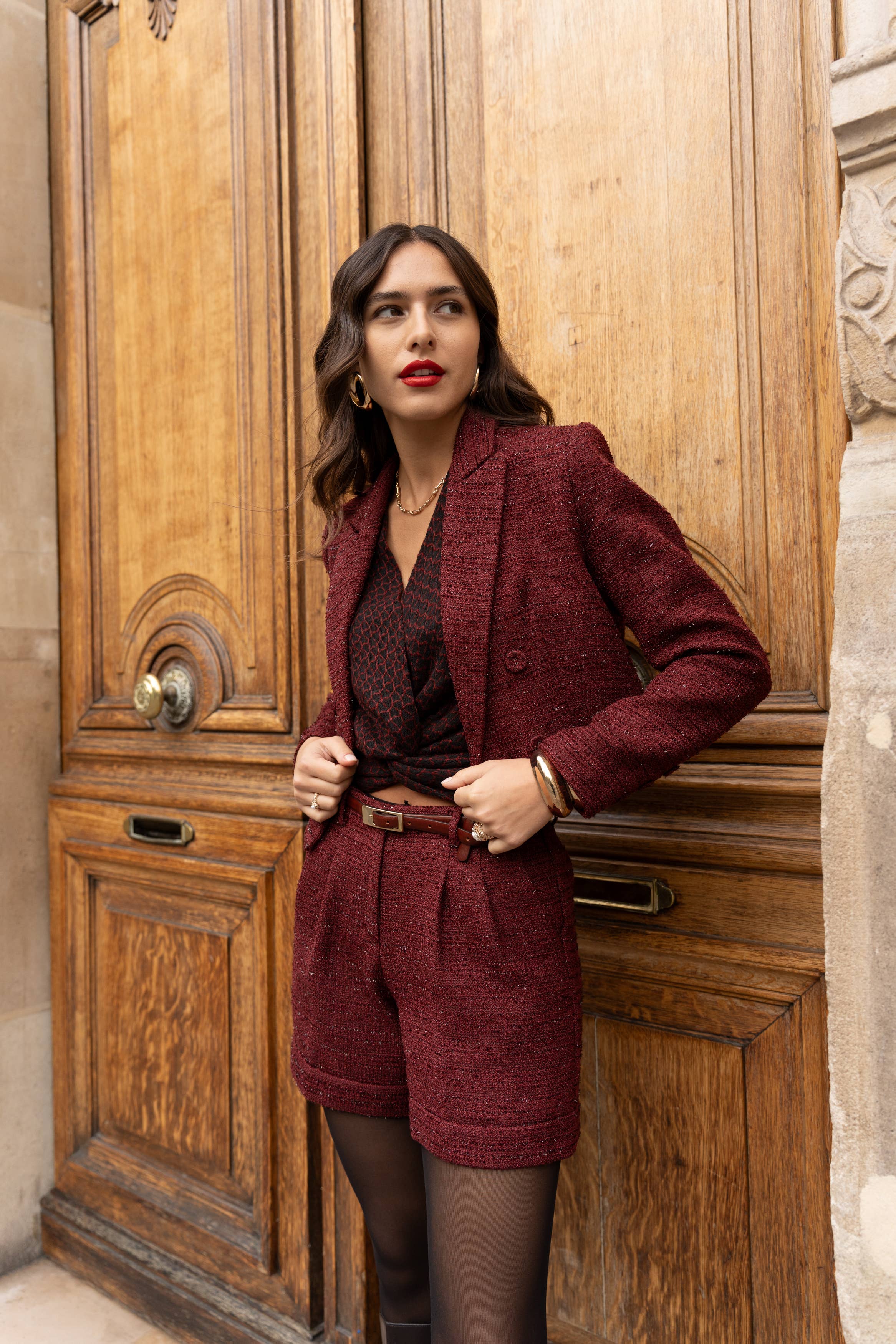 LULUMARY - Blazer court tweed V324: White / 2S 2M 2L