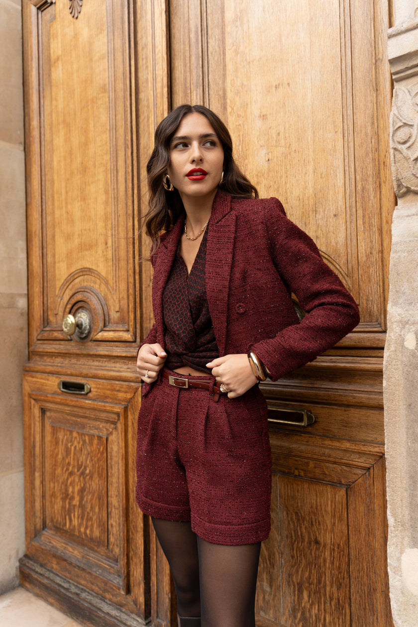 LULUMARY - Blazer court tweed V324: White / 2S 2M 2L