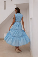Afbeelding in Gallery-weergave laden, CHOKLATE PARIS - Ellie openwork cotton long dress - Sky Blue
