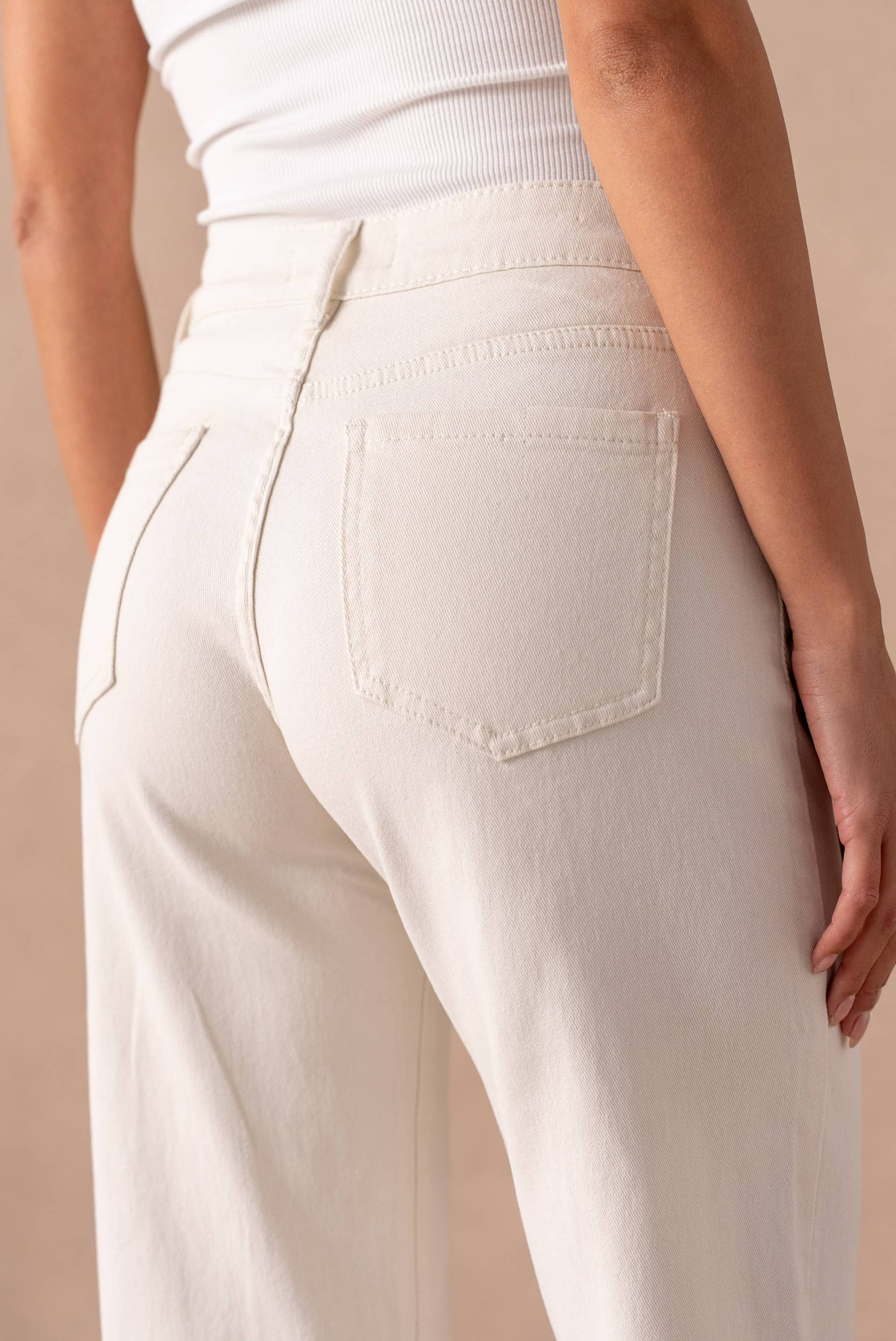 Vivid - Basic wide-leg jeans color: Light khaki / L