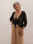 Bijondo - Amelia rayon short mesh cardigan: Greening / One size