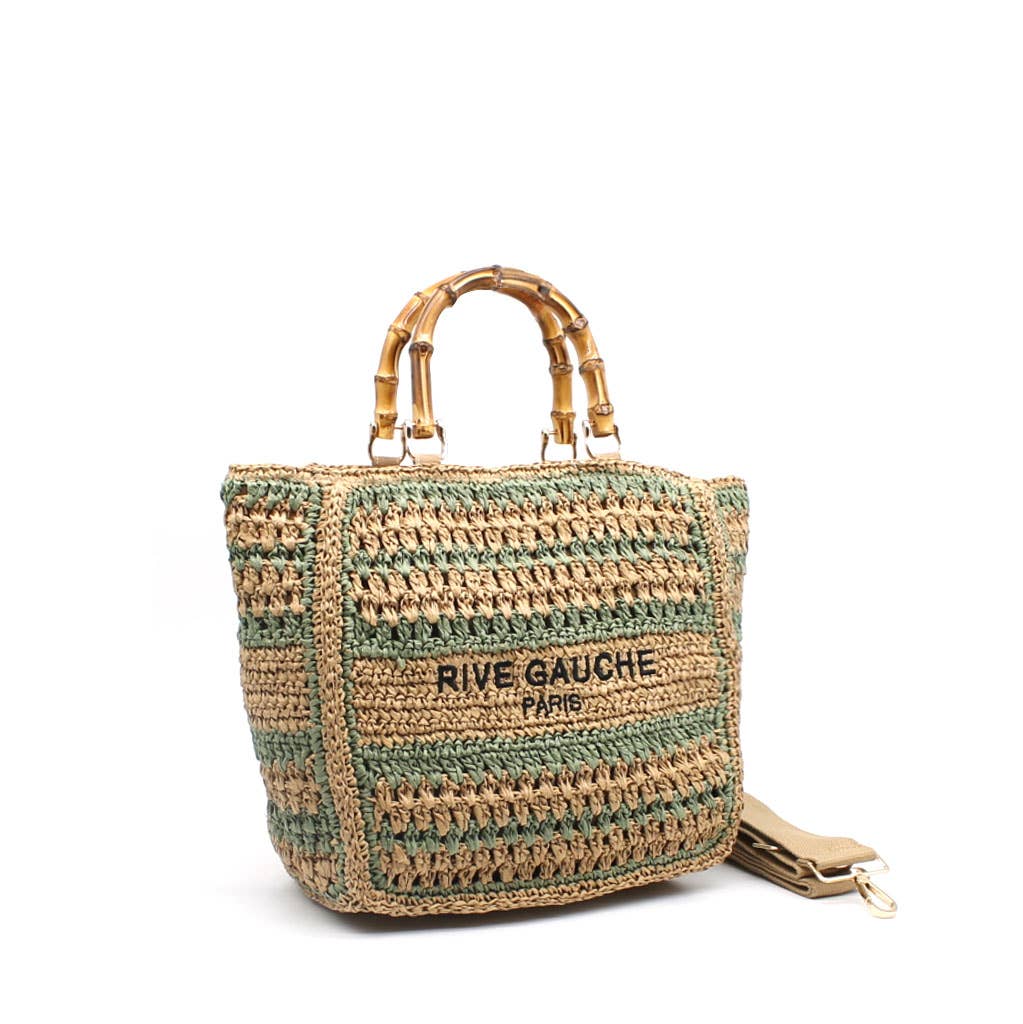Vimoda - Woven paper tote bag with Rive Gauche handles: Taupe-Jean