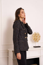 Afbeelding in Gallery-weergave laden, CHOKLATE PARIS - Multicolor tweed and sequin double-breasted blazer jacket - V2321Y: Black / 1 S - 1 M - 1 L - 1 XL
