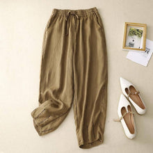 Afbeelding in Gallery-weergave laden, UZ Wholesale Store - Solid Color Elastic Waist Ramie Cotton Casual Loose Pants: CREAMY
