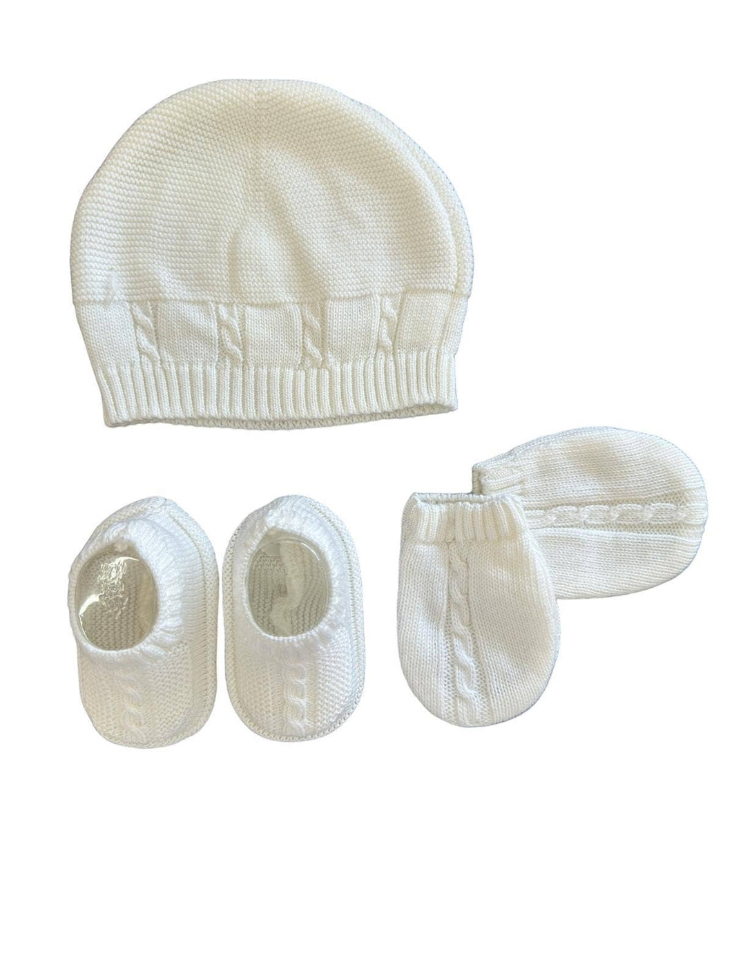 Cotton Socks - 126 SET TRICOT HAT/GLOVES/CARAPINS: Pearl