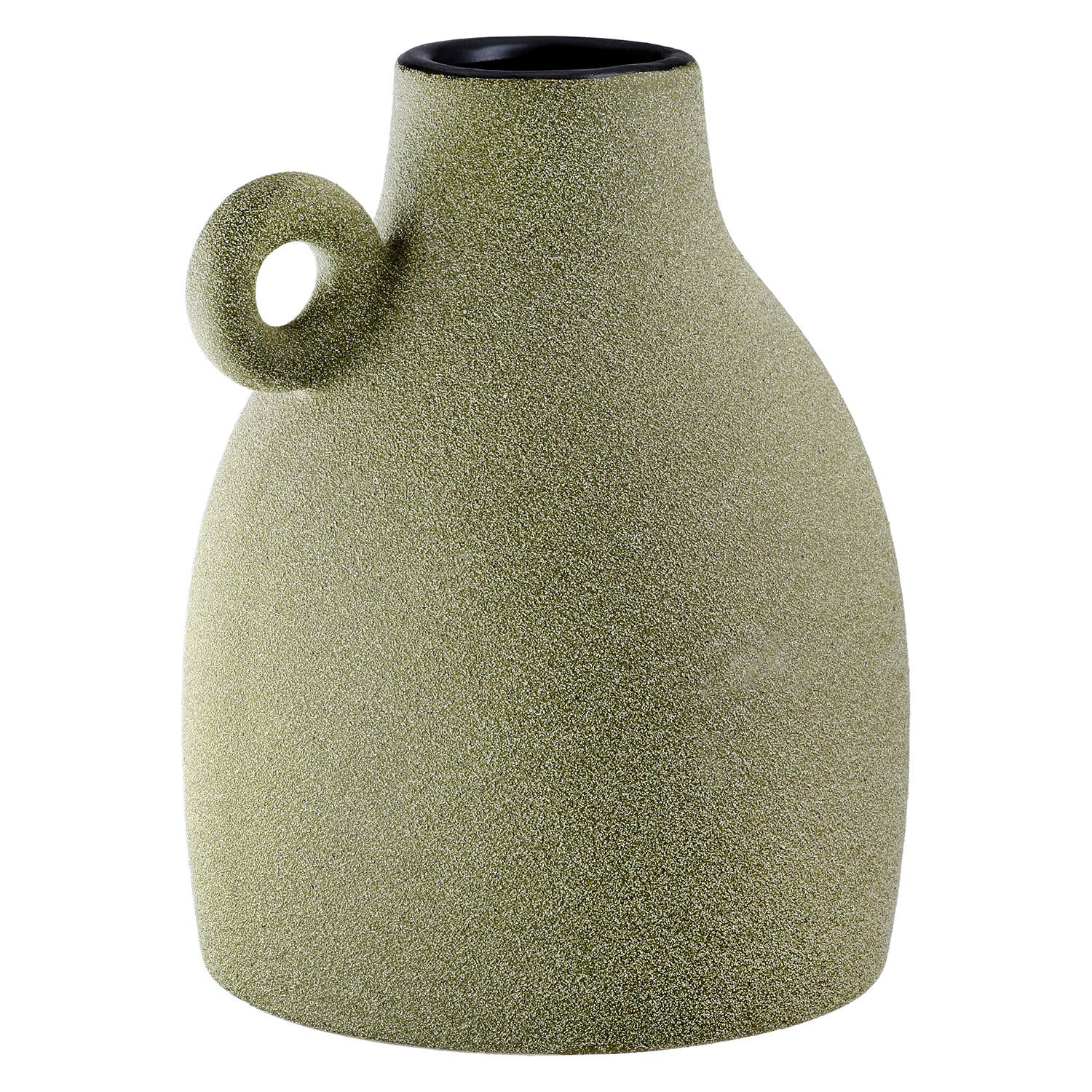 Gilde Handwerk Macrander GmbH & Co. KG - Tombos handle vase, green h.17 cm: Watertight / Verdure / Pottery