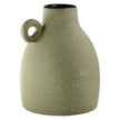 Gilde Handwerk Macrander GmbH & Co. KG - Tombos handle vase, green h.17 cm: Watertight / Verdure / Pottery