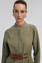 Afbeelding in Gallery-weergave laden, Touché - TIE BELT SHIRT DRESS: Green / 38
