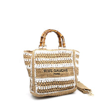 Afbeelding in Gallery-weergave laden, Vimoda - Woven paper tote bag with Rive Gauche handles: Taupe-Jean
