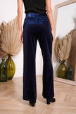 Plus Size Straight Cut Velvet Trousers: Navy Blue