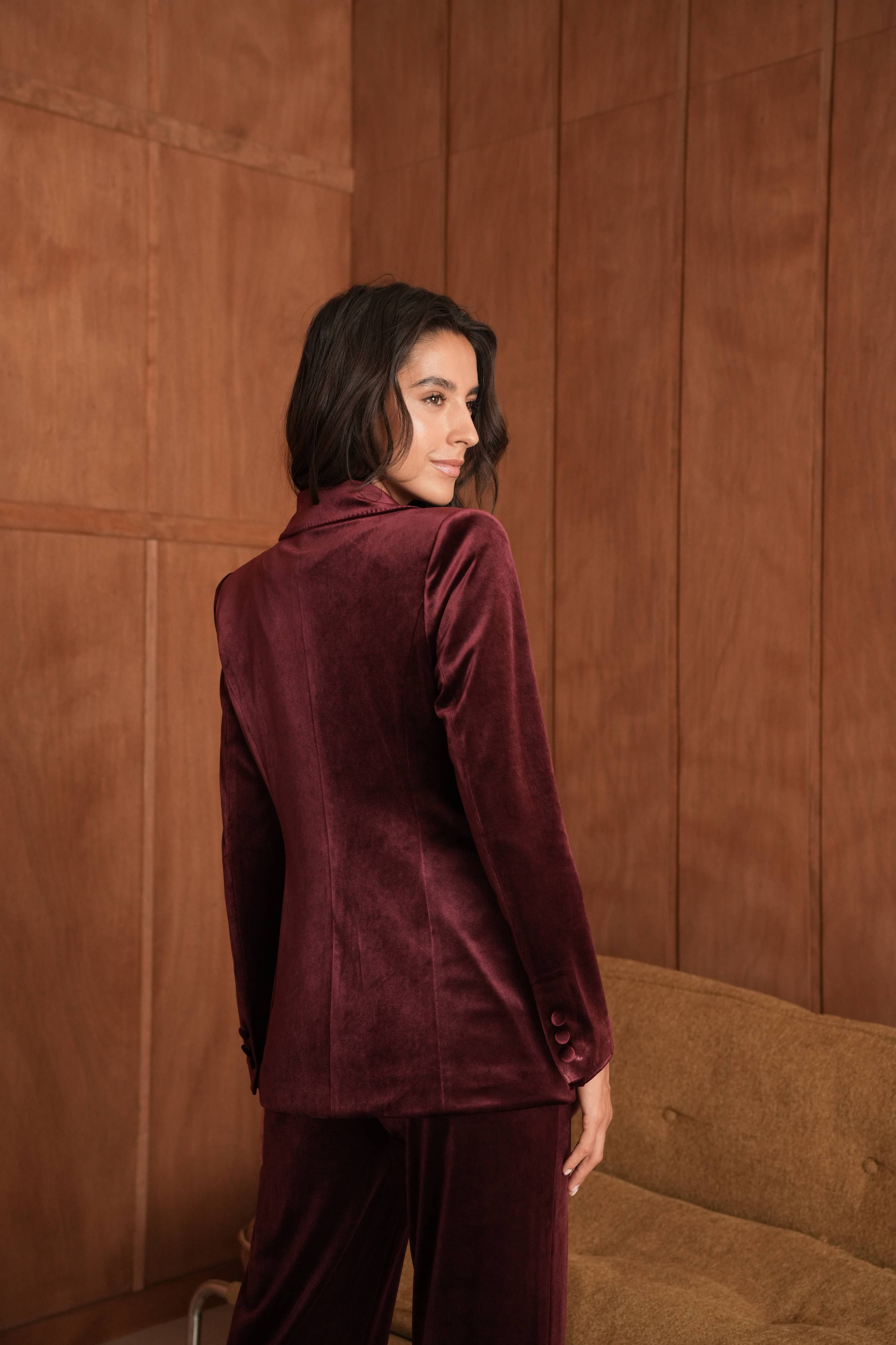 CHOKLATE PARIS - Ganny tailored jacket in velvet, single-button - V26115: Choco / 1S-1M-1L-1XL