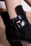 LADY GLORY - Bi-material Comfy Heel Boot: Black / 40