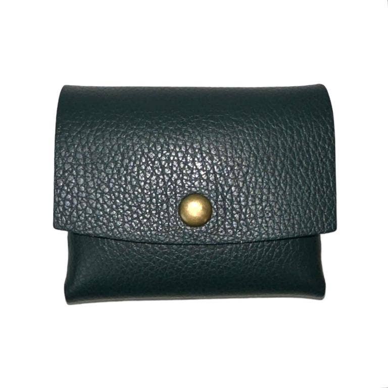 Compact Italian Leather Purse with Button for Women. B2B: Multicolour