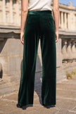 Plus Size Straight Cut Velvet Trousers: Navy Blue
