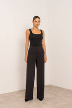Afbeelding in Gallery-weergave laden, Attentif Paris - [Aura] Wide high-waisted tailored long pants: Brown / Sx1 Mx1 Lx1 XLx1
