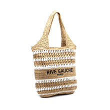 Afbeelding in Gallery-weergave laden, Vimoda - Woven paper bag summer Rive Gauche logo: Taupe-Jean
