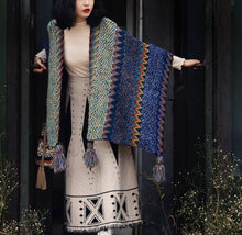 Afbeelding in Gallery-weergave laden, JC Sunny Fashion - Colorful Crochet Patterned Ruana
